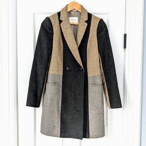 $485 COUNTRY ROAD Australia Wool Colour Block Coat XXS